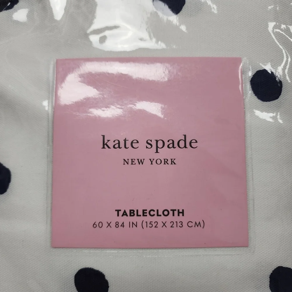 Kate Spade New York Charlotte Street Tablecloth 84x60in White Polka Dot Cotton